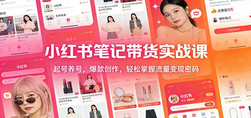 小红书笔记带货实战课：起号养号，爆款创作，轻松掌握流量变现密码-网亿资源平台