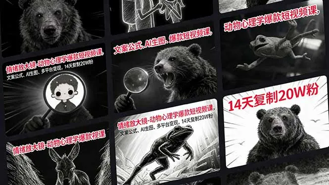 情绪放大镜-动物心理学爆款短视频课，文案公式、AI生图、多平台变现，14天复制20W粉-网亿资源平台