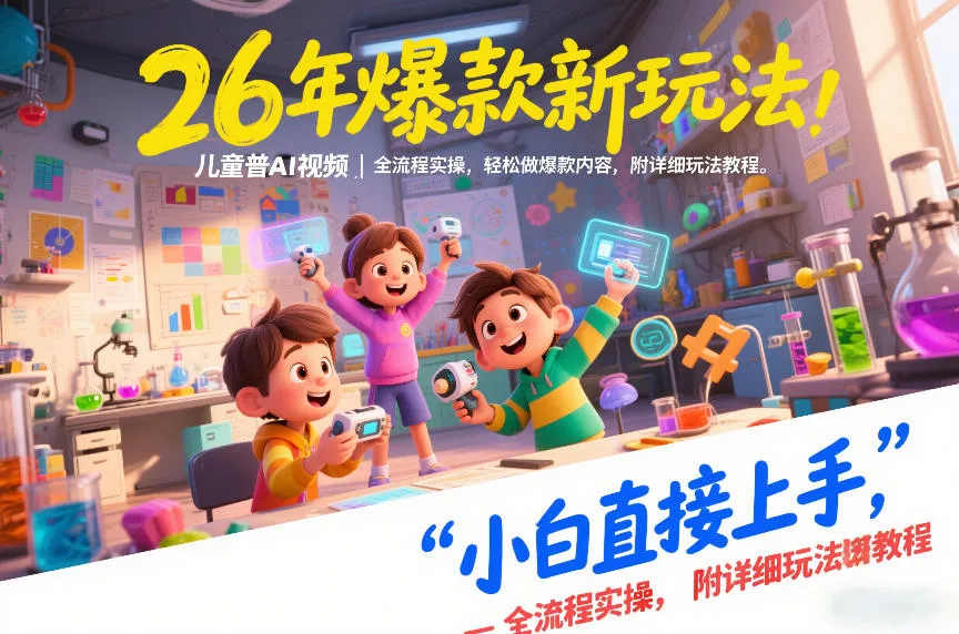 26年爆款新玩法，儿童科普AI视频，全流程实操，轻松做爆款内容，小白直接上手，附详细玩法教程-网亿资源平台