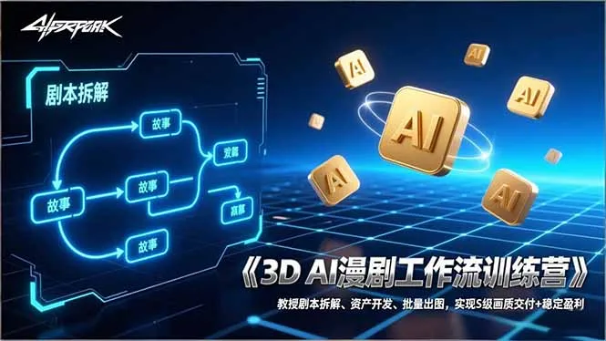 3D AI漫剧工作流训练营：教授剧本拆解、资产开发、批量出图，实现S级画质交付+稳定盈利-网亿资源平台