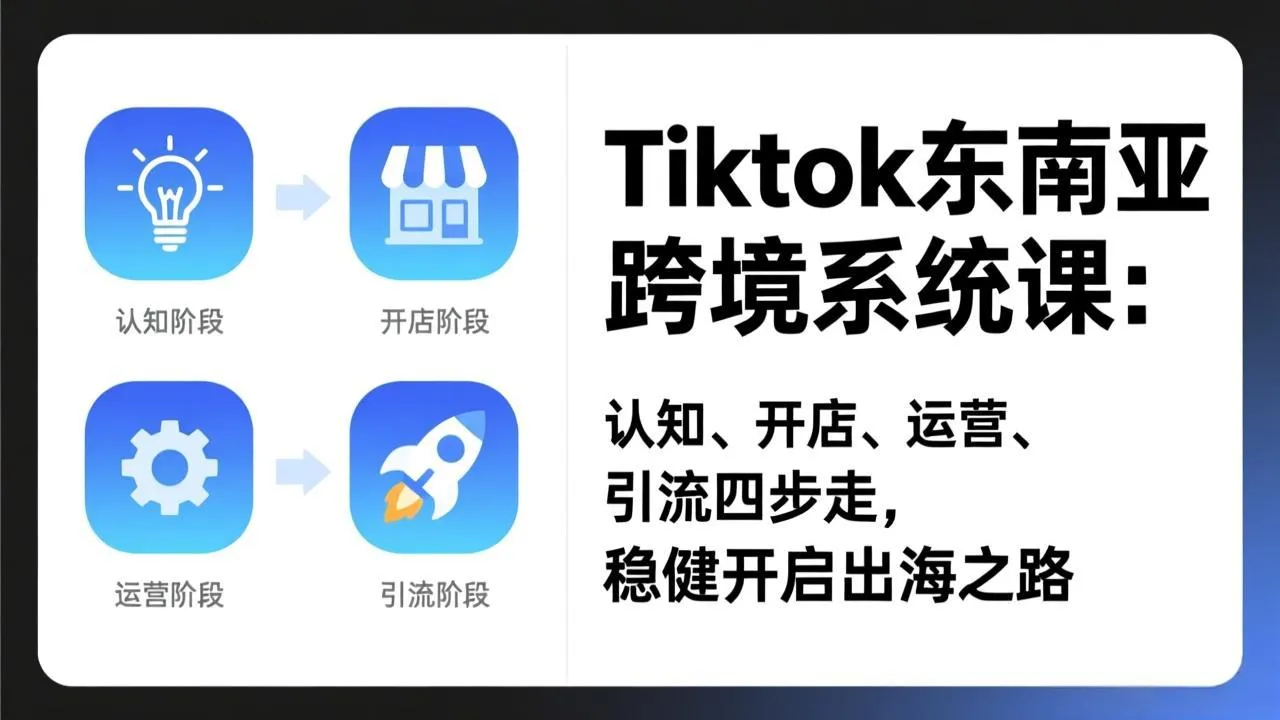 TikTok东南亚跨境系统课：认知、开店、运营、引流四步走，稳健开启出海之路-网亿资源平台