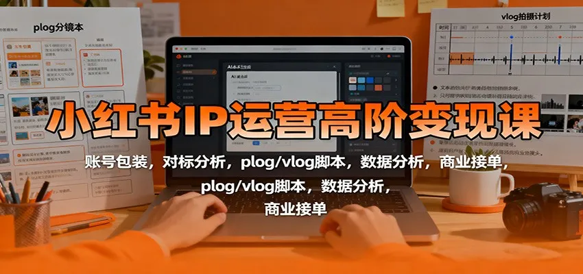 小红书IP运营高阶变现课：账号包装，对标分析，plog/vlog脚本，数据分析，商业接单-网亿资源平台