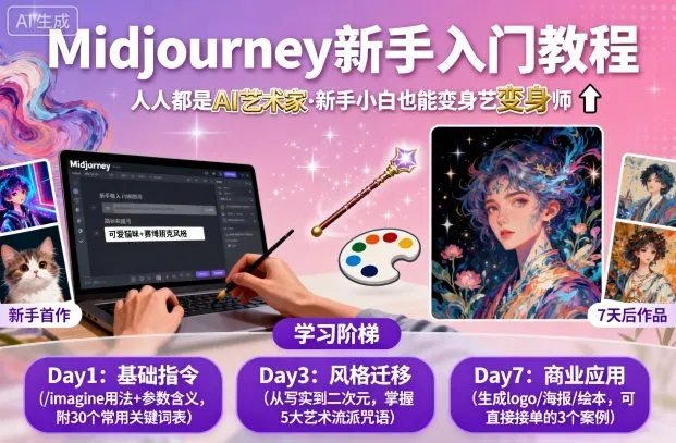 midjourney新手入门教程：人人都是AI艺术家，新手小白也能变身艺术大师-网亿资源平台