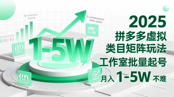 2025 拼多多虚拟类目矩阵玩法，工作室批量起号，月入 1-5W 不难-网亿资源平台