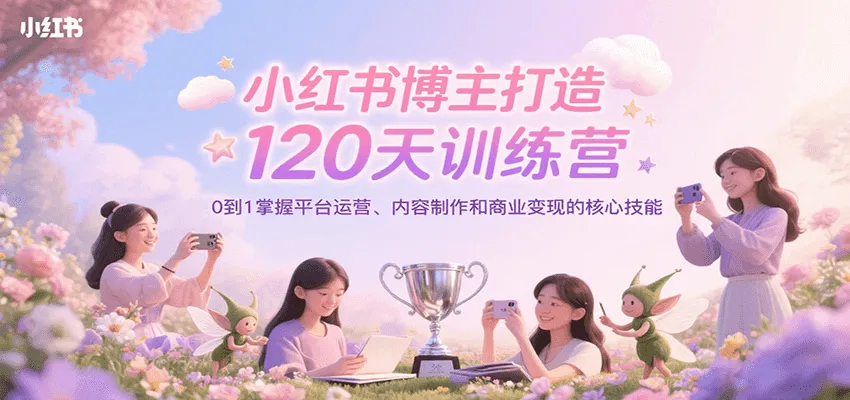小红书博主打造120天训练营，0到1掌握平台运营、内容制作和商业变现-网亿资源平台