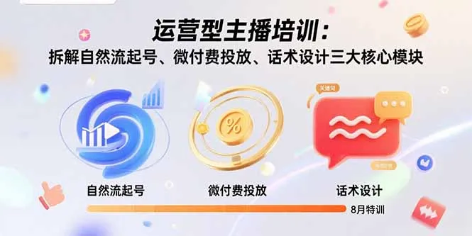 运营型主播培训：拆解自然流起号、微付费投放、话术设计三大核心模块-8月-网亿资源平台