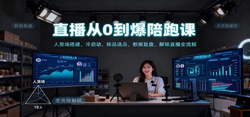 直播从0到爆陪跑课：人货场搭建，冷启动，排品选品，数据复盘，解锁直播全流程-网亿资源平台