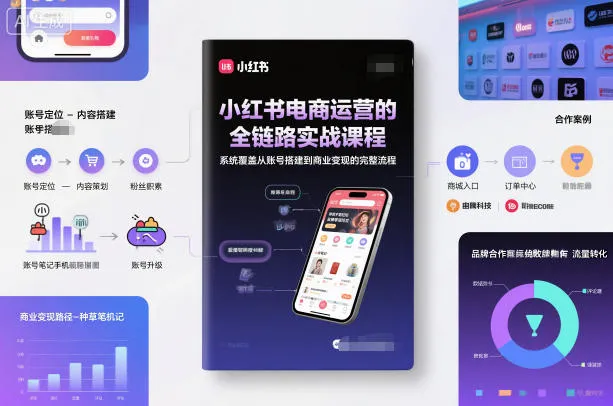 小红书电商运营的全链路实战课程，系统覆盖从账号搭建到商业变现的完整流程-网亿资源平台