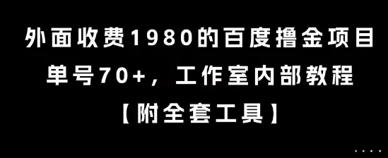 外面收费1980的百度撸金项目，单号70+，工作室内部教程【揭秘】-网亿资源平台