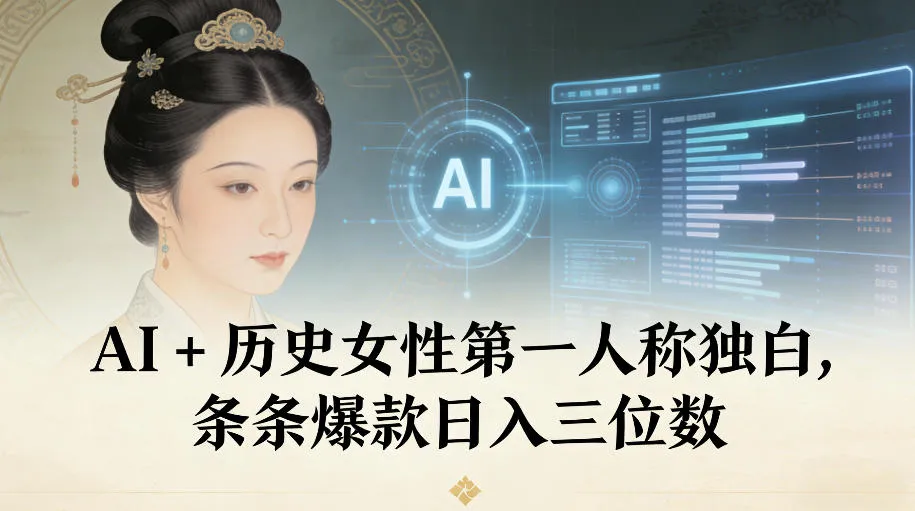AI+历史女性第一人称独白，条条爆款日入三位数-网亿资源平台