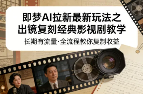 即梦AI拉新最新玩法之出镜复刻经典影视剧教学，长期有流量，全流程教你复制收益-网亿资源平台