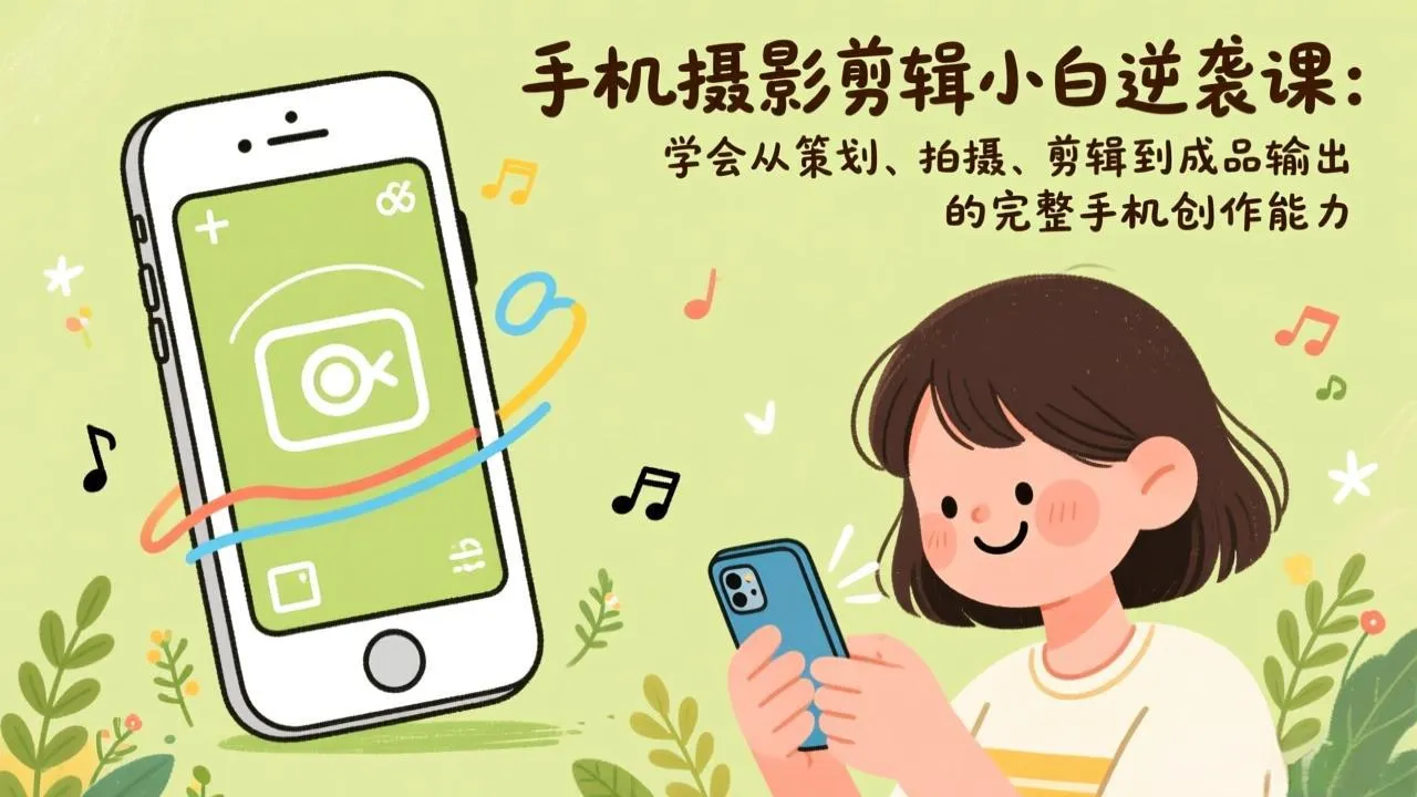 手机摄影剪辑小白逆袭课：学会从策划、拍摄、剪辑到成品输出的完整手机创作能力-网亿资源平台