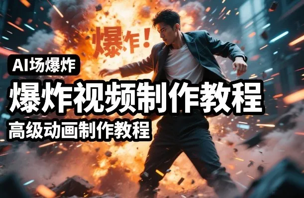 AI场景爆炸视频制作教程，利用人物实拍视频制作出高级的动画特效-网亿资源平台