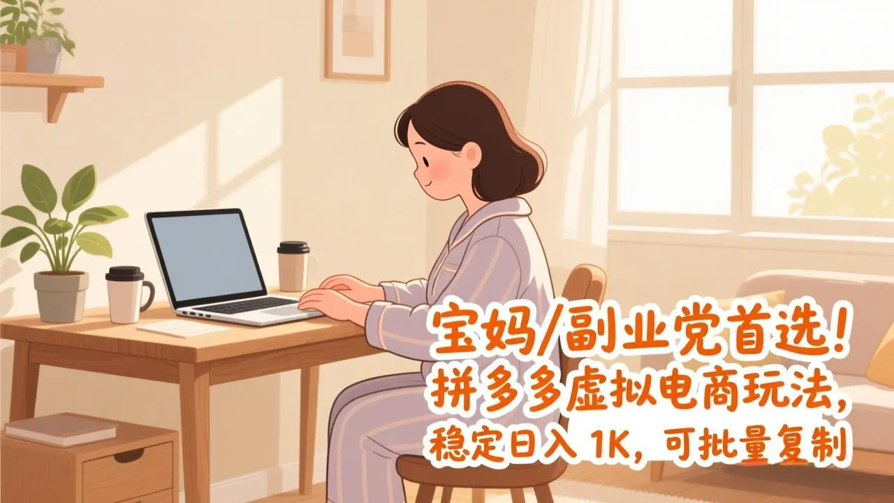 宝妈 / 副业党首选！拼多多虚拟电商玩法，稳定日入 1K，可批量复制-网亿资源平台