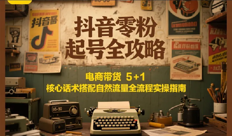 抖音零粉起号全攻略：电商带货 5+1 核心话术搭配自然流量全流程实操指南-网亿资源平台