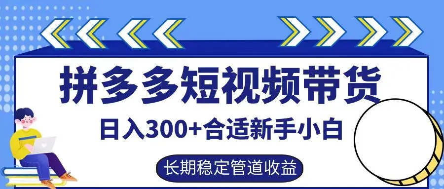 拼多多短视频带货日入300+，实操账户展示看就能学会-网亿资源平台