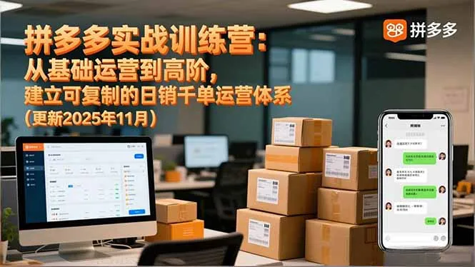 拼多多实战训练营：从基础运营到高阶，建立可复制的日销千单运营体系(更新11月-网亿资源平台