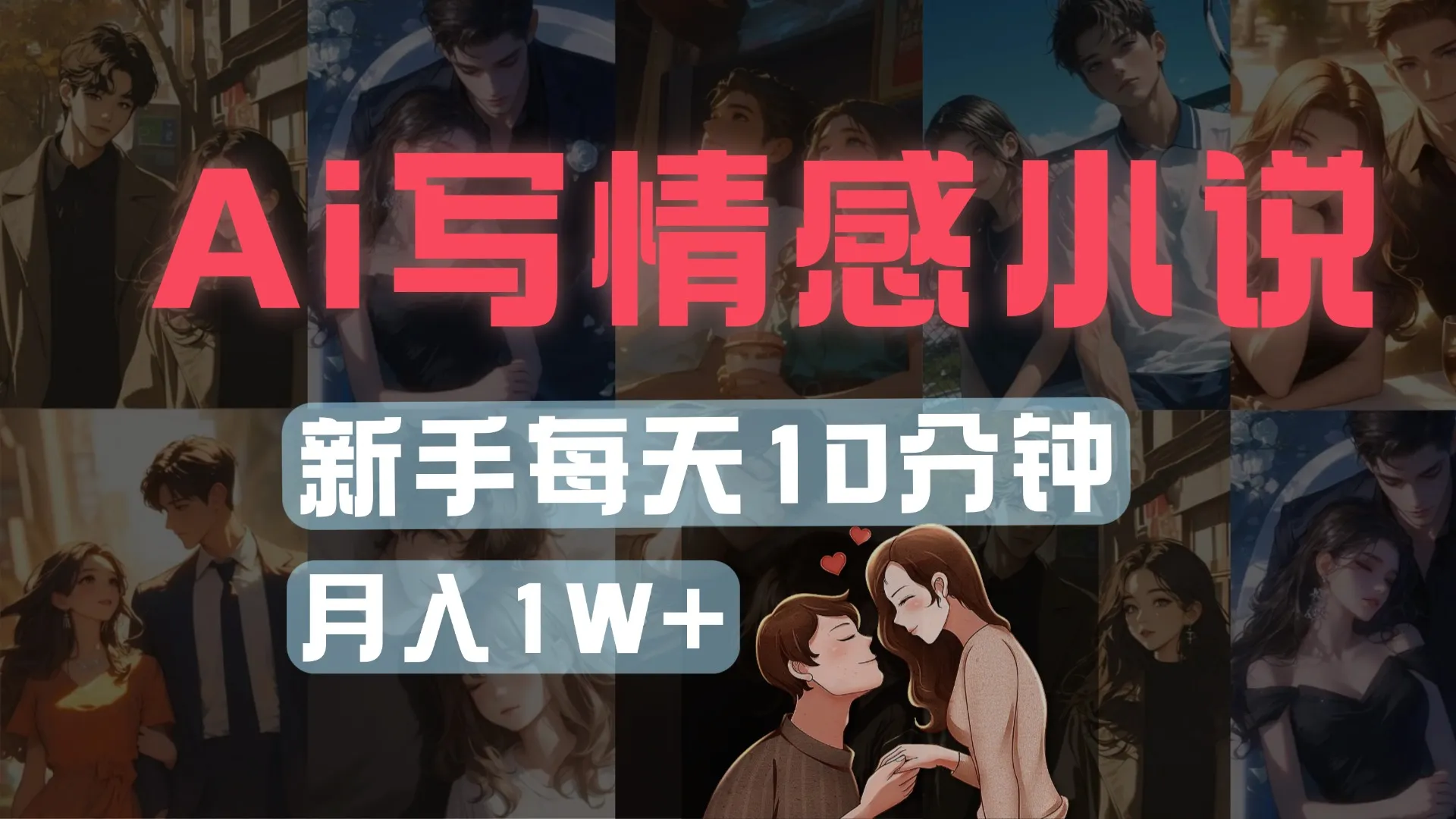 AI写情感小说，多平台批量发布，新手每天10分钟也能月入1w+-网亿资源平台