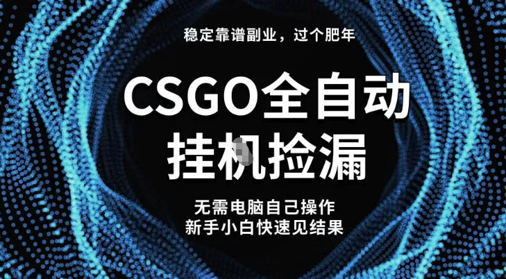 【稳定副业】全球最热门游戏CSGO全自动捡漏，最新玩法，新手小白日入5张+【揭秘】-网亿资源平台
