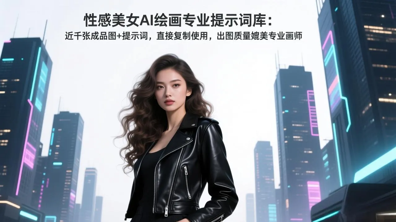 性感美女AI绘画专业提示词库：近千张成品图+提示词，直接复制使用，出图质量媲美专业画师-网亿资源平台