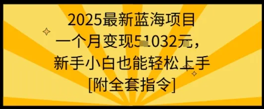 2025最新蓝海项目一个月变现1w+新手小白也能轻松上手【附全套指令】-网亿资源平台