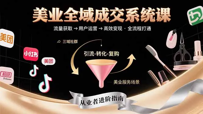 美业全域成交系统课程：帮助美业从业者打通从流量获取到高效变现全流程-网亿资源平台