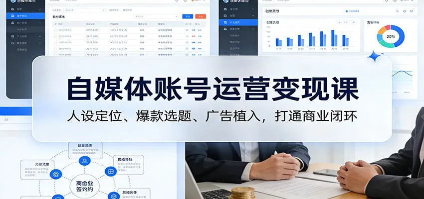 自媒体账号运营变现课：人设定位、爆款选题、广告植入，打通商业闭环-网亿资源平台