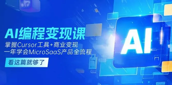 AI编程变现课：掌握Cursor工具+商业变现，一年学会MicroSaaS产品全流程-网亿资源平台