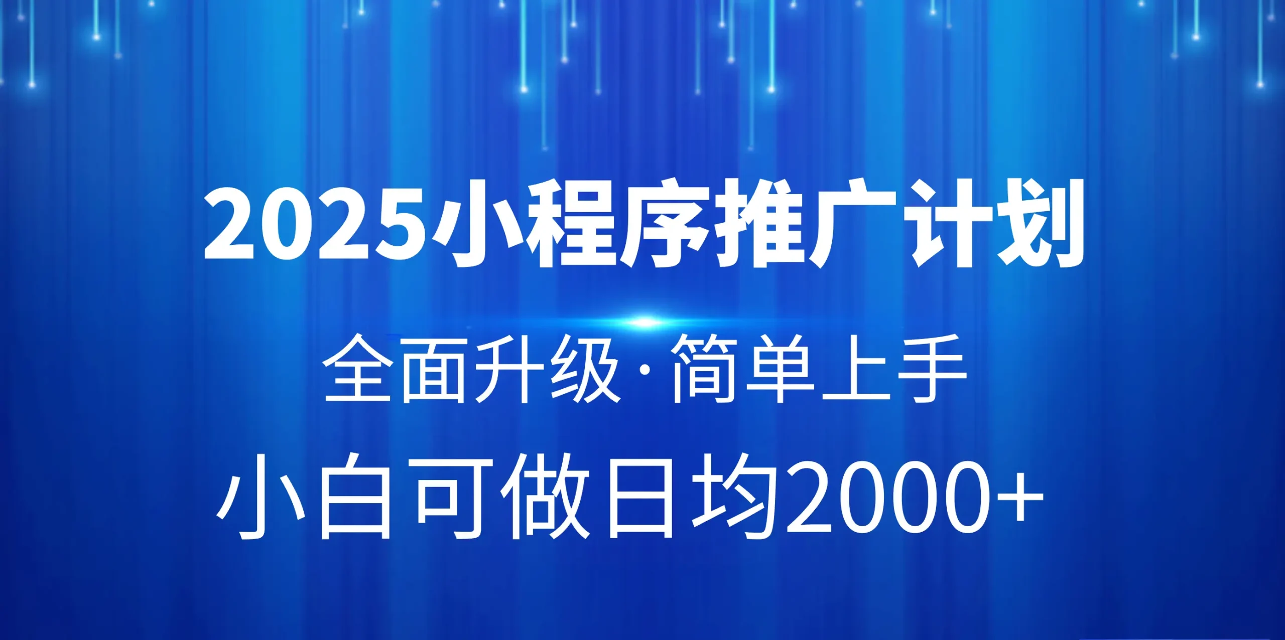 2025小程序推广计划,全面升级,简单上手,日均2000+-网亿资源平台