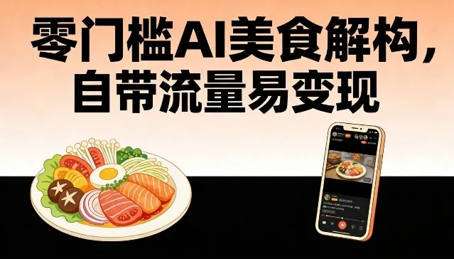 零门槛AI美食解构,自带流量易变现-网亿资源平台