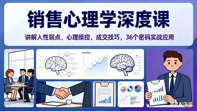 销售心理学深度课，讲解人性弱点、心理操控、成交技巧，36个密码实战应用-网亿资源平台