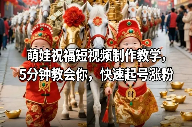 萌娃祝福短视频制作教学，5分钟教会你，快速起号涨粉-网亿资源平台