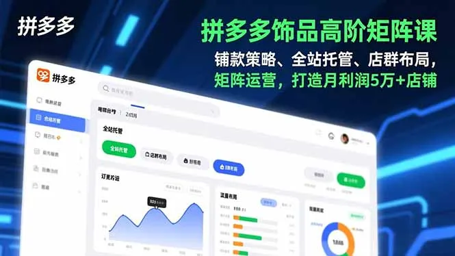 拼多多饰品高阶矩阵课，铺款策略、全站托管、店群布局，矩阵运营，打造月利润5万+店铺-网亿资源平台