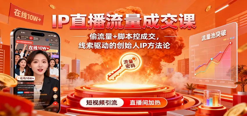 IP直播流量成交课：偷流量+脚本控成交，线索驱动的创始人IP方法论-网亿资源平台
