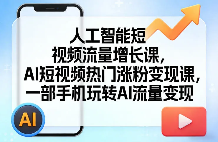 人工智能短视频流量增长课，AI短视频热门涨粉变现课，一部手机玩转AI流量变现-网亿资源平台