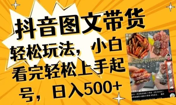 抖音图文带货已过时?那你不如仔细看看这个，小白看完轻松上手起号，日入500+不是梦【揭秘】-网亿资源平台