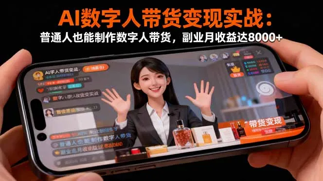 AI数字人带货变现实战：普通人也能制作数字人带货，副业月收益达8000+-网亿资源平台