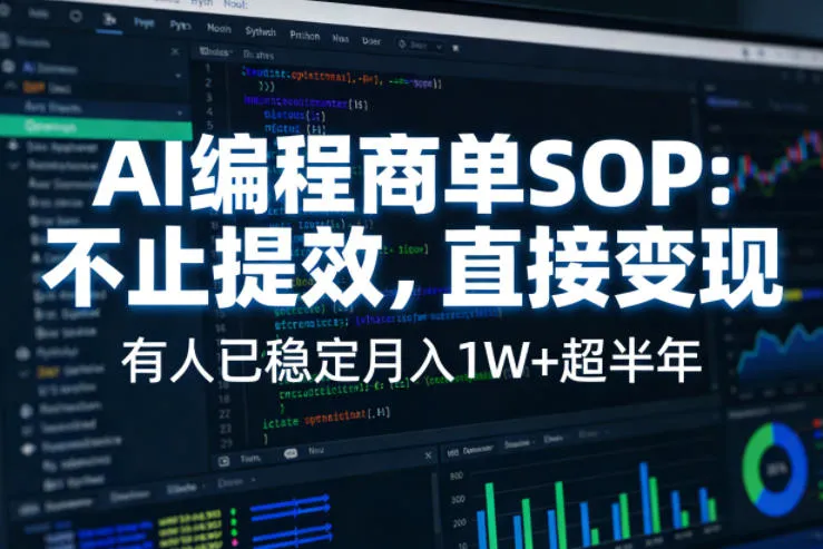 AI编程商单SOP，AI编程不能只给工作提效，还要直接变现，有人已经稳定月入1W+半年了-网亿资源平台