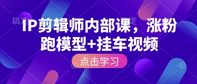 【精】IP剪辑师内部课,涨粉跑模型+挂车视频-网亿资源平台