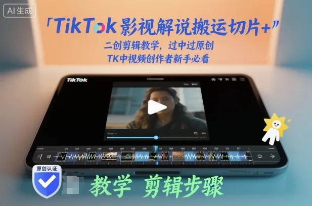 TikTok影视解说搬运切片+二创剪辑教学，过中过原创，TK中视频创作者新手必看-网亿资源平台
