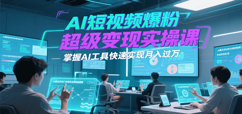 AI短视频爆粉超级变现实操课,掌握AI工具快速实现月入过万-网亿资源平台