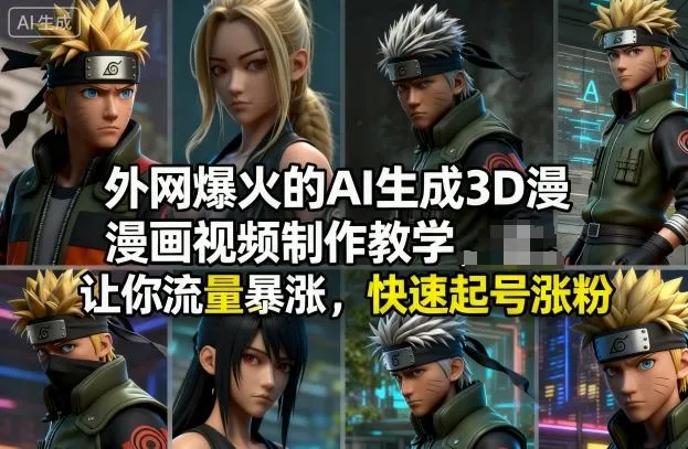 外网爆火的AI生成3D漫画视频制作教学，让你流量暴涨，快速起号涨粉！-网亿资源平台