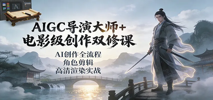 AIGC导演大师+电影级创作双修课：AI创作全流程、角色剪辑、高清渲染实战-网亿资源平台