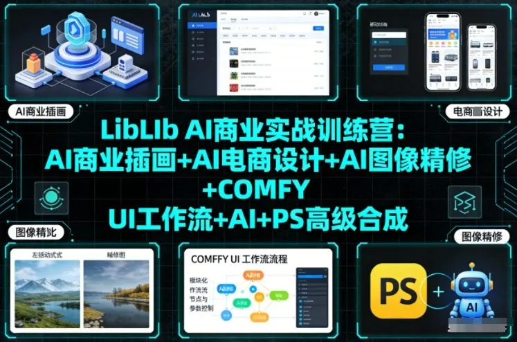 LibLIb AI商业实战训练营：AI商业插画+AI电商设计+AI图像精修+COMFY UI工作流+AI+PS高级合成-网亿资源平台