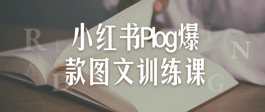 小红书Plog爆款图文训练课-网亿资源平台