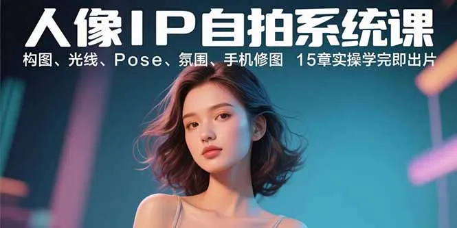 人像IP自拍系统课：构图、光线、Pose、氛围、手机修图 15章实操学完即出片-网亿资源平台