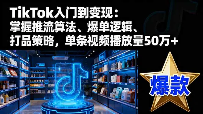 TikTok入门到变现：掌握推流算法、爆单逻辑、打品策略，单条视频播放量50w-网亿资源平台